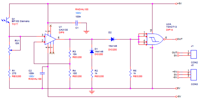 Electric diagram for photodetector electronic module